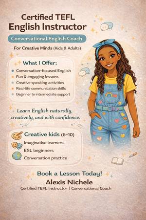 Certified English (ESL) instructor/ tutor for Creatives $10