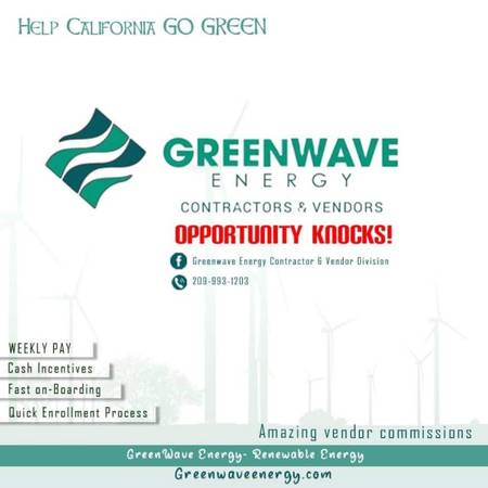 Join us & Sell Door 2 Door Natural Gas | Join GreenWave ENERGY (Bakersfield and South PG&E Territory)