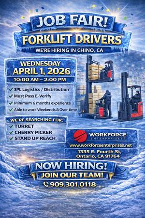 Job Fair FORKLIFT OPERATORS- WEDNESDAY 4.1.2026 (Ontario)