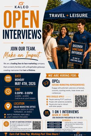 Today Open Interviews Now Hiring Marketing Reps and Brand Ambassadors in Torrance