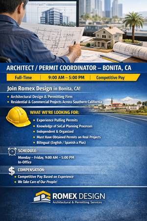 On-site architect / permit specialist — Bonita, CA (Bonita)