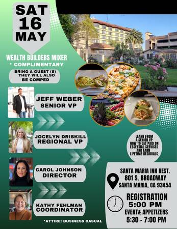 Hosting a Free In Person Mixer Dinner Tonight at 5pm (Santa Maria)