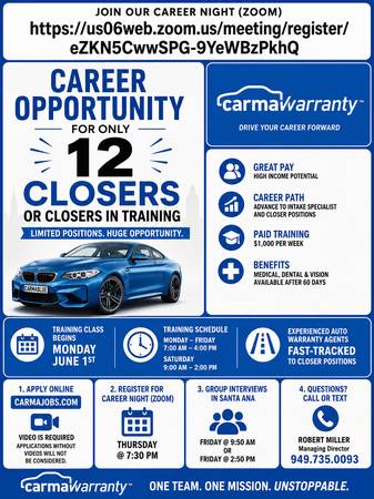 No Sales Experience? Closers in Training Welcome (Santa Ana)