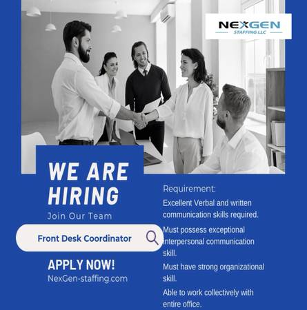 Front Desk Coordinatt (Chino CA.)
