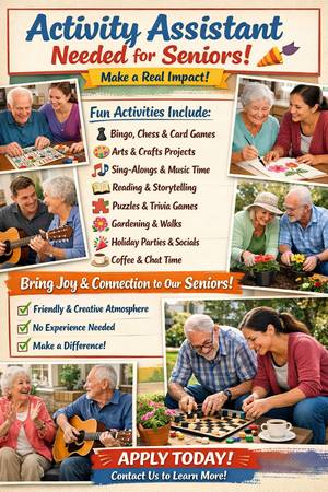 Activity Cordinator Needed for Seniors Make a Real Impact