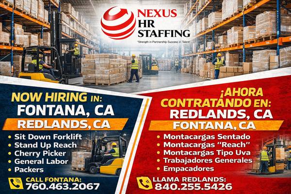 NOW HIRING – FONTANA & REDLANDS!   ¡AHORA CONTRATANDO – FONTAN (fontana redlands)