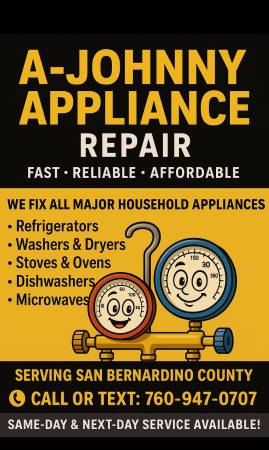 HEATING & AC ** APPLIANCE REPAIR *FREE SERVICE  CALL WITH REPAIR** (VICTORVILLE)