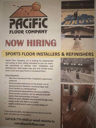 Hardwood floor Installer Refinisher full-time, and summer time (Chatsworth)