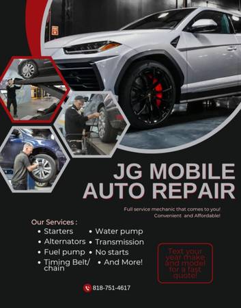 Experienced mobile mechanic with affordable rates, Palmdale, Lancaster, Antelope Valley, surrounding area