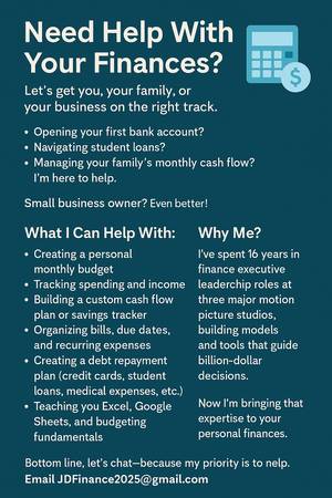 Personal/Family/Business Budget, Cash Flow, Forecasting Education!
