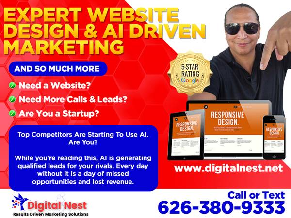 WEB DESIGN  Ai AGENTS| ADS | SEO | WEBSITE DESIGNER | WEB DEVELOPER (Call 888-987-8667 / Text 626-380-9333)