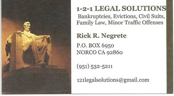 FREE CONSULTATION, Divorce, Custody, Evictions, DMV, Small Criminal, (All of So Cal)