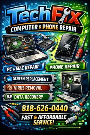 Mac & Computer Repair | iPhone Android Fix – Screen, Battery, Virus (Reseda / SFV)