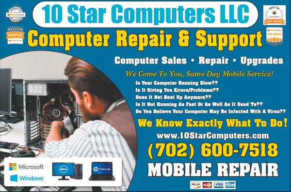 $50 COMPUTER REPAIR LAPTOP REPAIR 702-600-7518 WE COME TO YOU! (Las Vegas, Henderson, Summerlin, Spring Valley, North Vegas)
