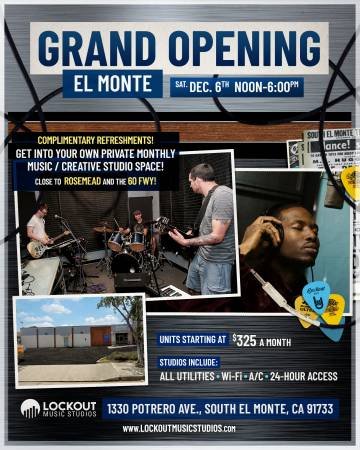 $375 NEW! Creative Offices, Rehearsal Studios, Production, Recording Spaces (South El Monte)